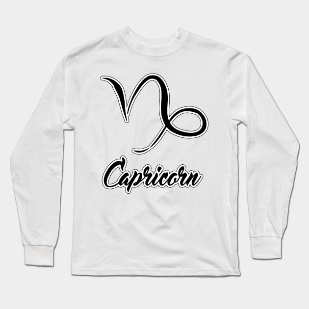 Capricorn Zodiac Design Long Sleeve T-Shirt by Pikmi